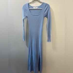 ASTR The Label Blue Long Sleeve Sweater Dress (Size Small)